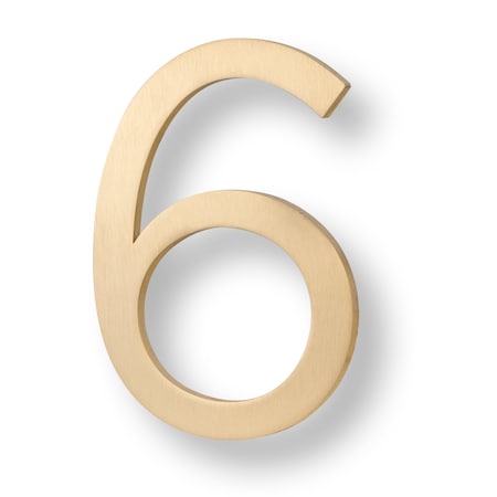 Sure-Loc Hardware Floating House Number, 6, No. 6, Satin Brass